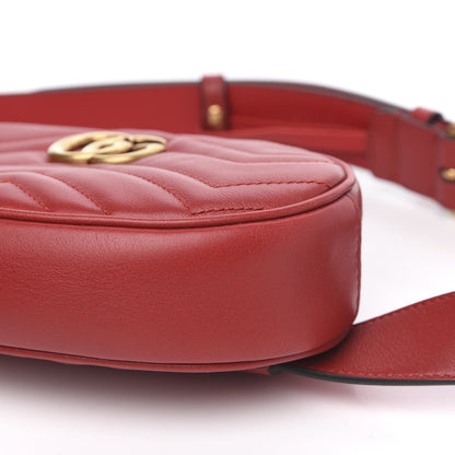 Gucci Calfskin Matelasse GG Marmont Belt Bag 95 38 Hibiscus Red 10 of 11