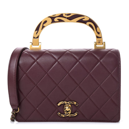 Chanel Iridescent Sheepskin Quilted Enamel Top Handle Bag Burgundy 1 of 4