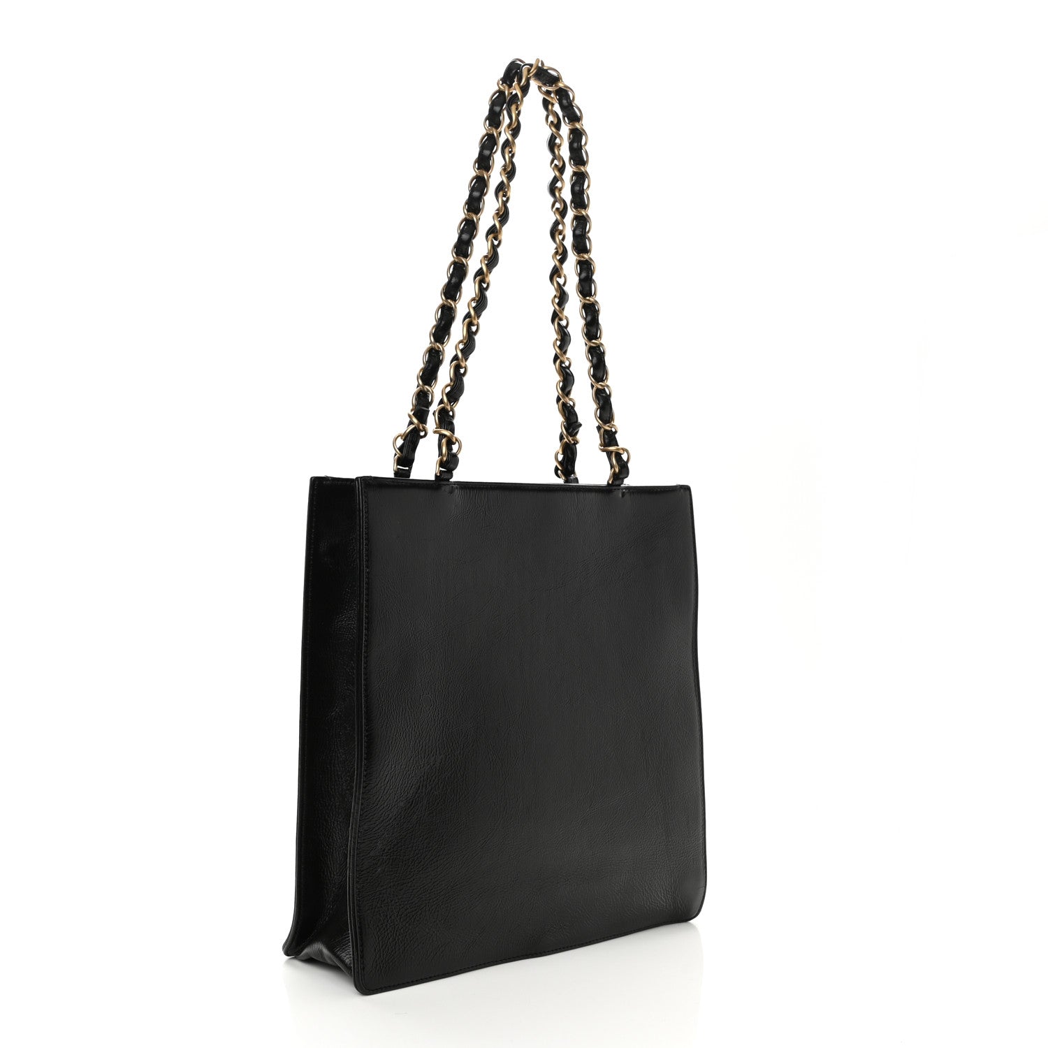 Chanel Shiny Aged Calfskin North South Shopping Bag Black 3 of 10