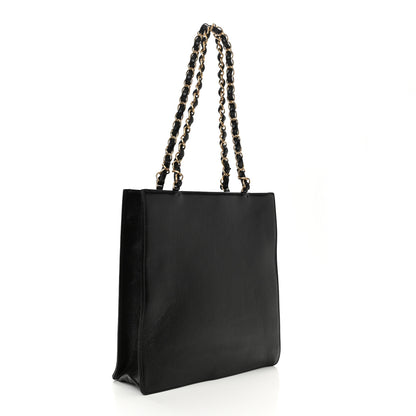 Chanel Shiny Aged Calfskin North South Shopping Bag Black 3 of 10