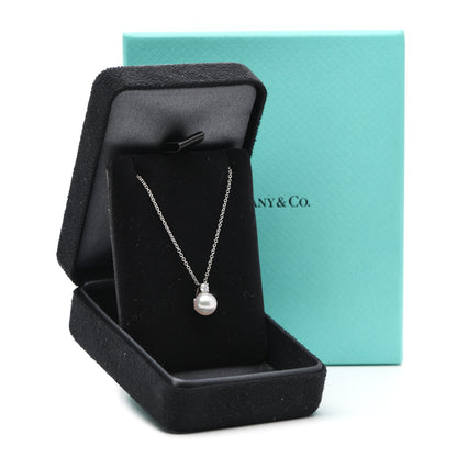Tiffany 18K White Gold Diamond Akoya Pearl 7.5mm Signature Pendant Necklace 6 of 6