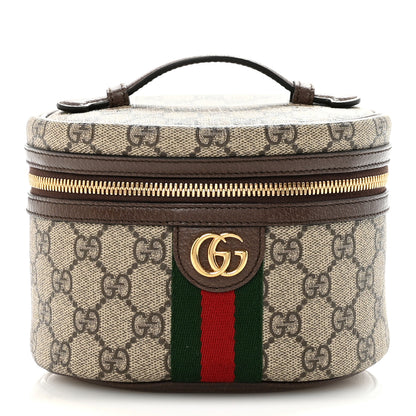 Gucci GG Supreme Monogram Textured Calfskin Web Ophidia Vanity Cosmetic Case Beige Ebony New Acero 1 of 7