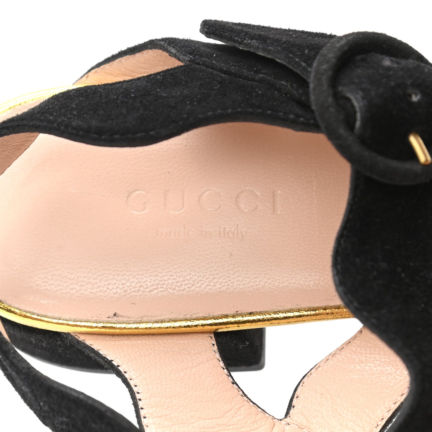 Metallic Nappa Suede Tiger Head Sandals 36 Black Gold