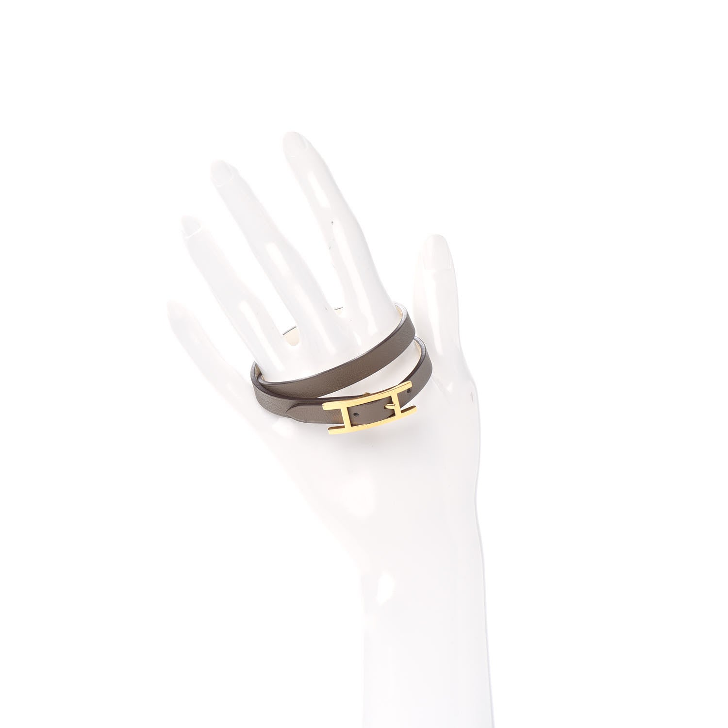 Hermes Swift Behapi Double Tour Reversible Bracelet T3 Etoupe Nata 2 of 4