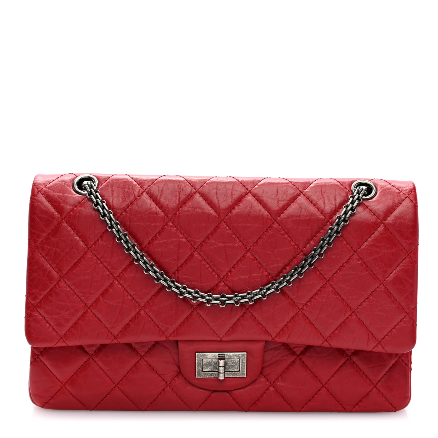 Aged Calfskin Quilted 2.55 Reissue 227 Flap Red