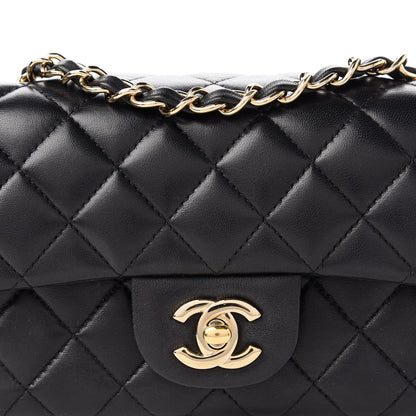Chanel Lambskin Quilted Mini Rectangular Flap Black 10 of 11
