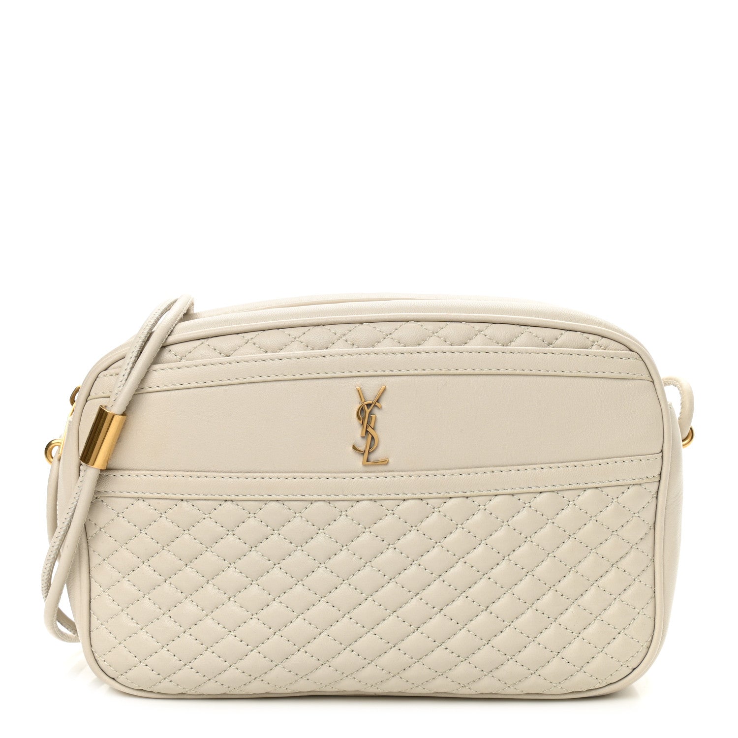 Saint Laurent Lambskin Quilted Victoire Camera Bag Blanc Vintage 1 of 10