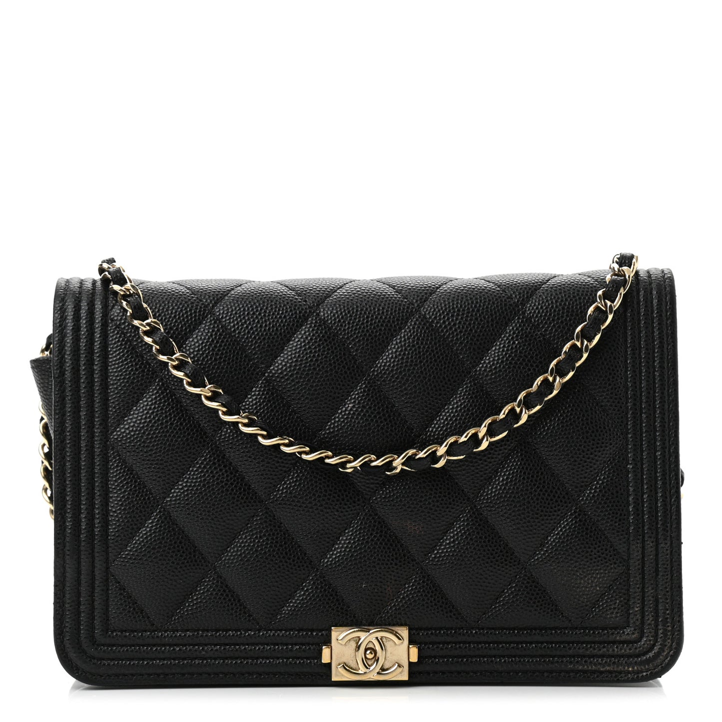 Caviar Quilted Boy Wallet On Chain WOC Black