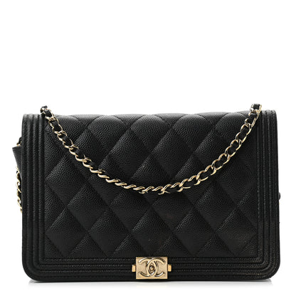 Chanel Caviar Quilted Boy Wallet On Chain WOC Black 1 of 12