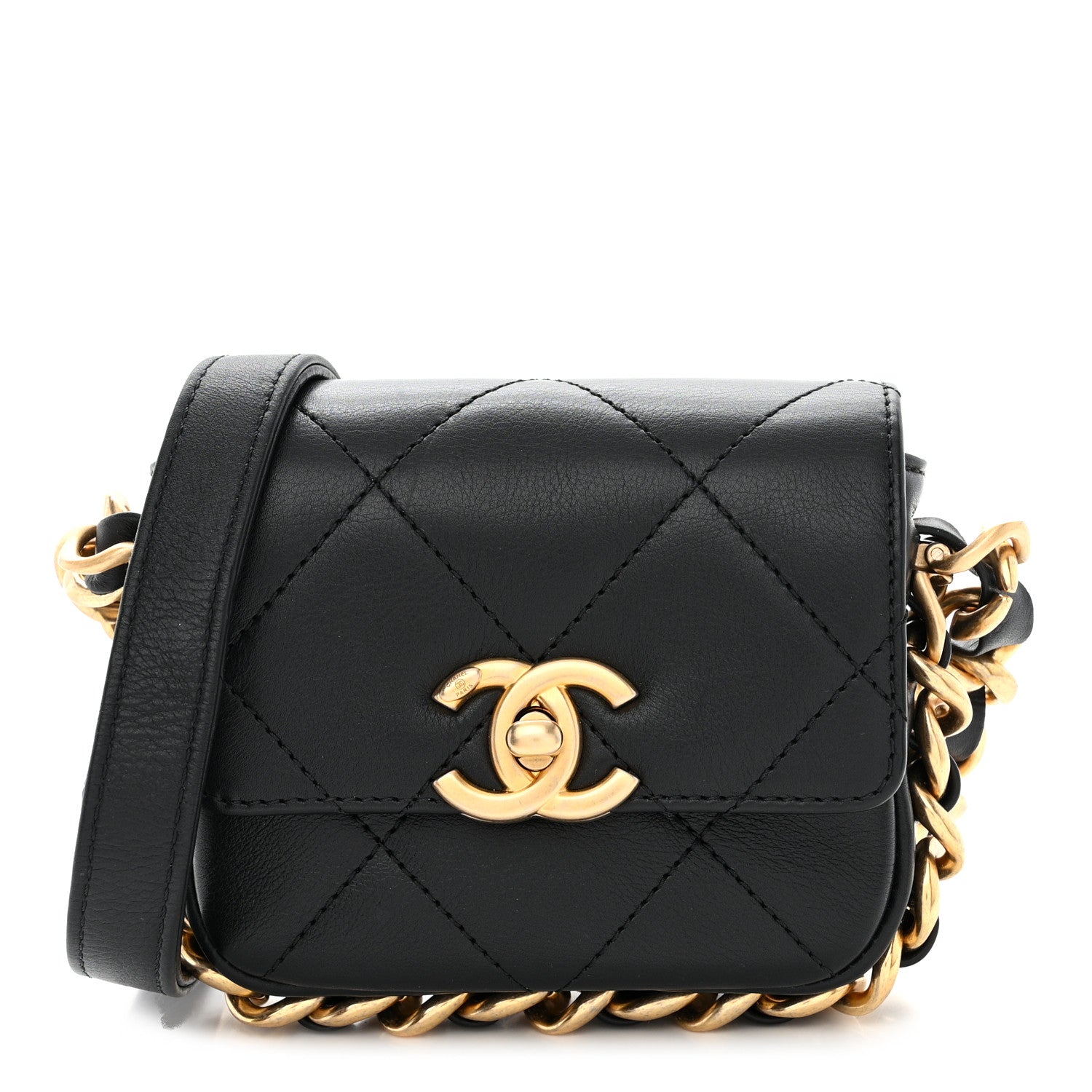 Chanel Calfskin Quilted Mini Framing Chain Bag Black 1 of 10