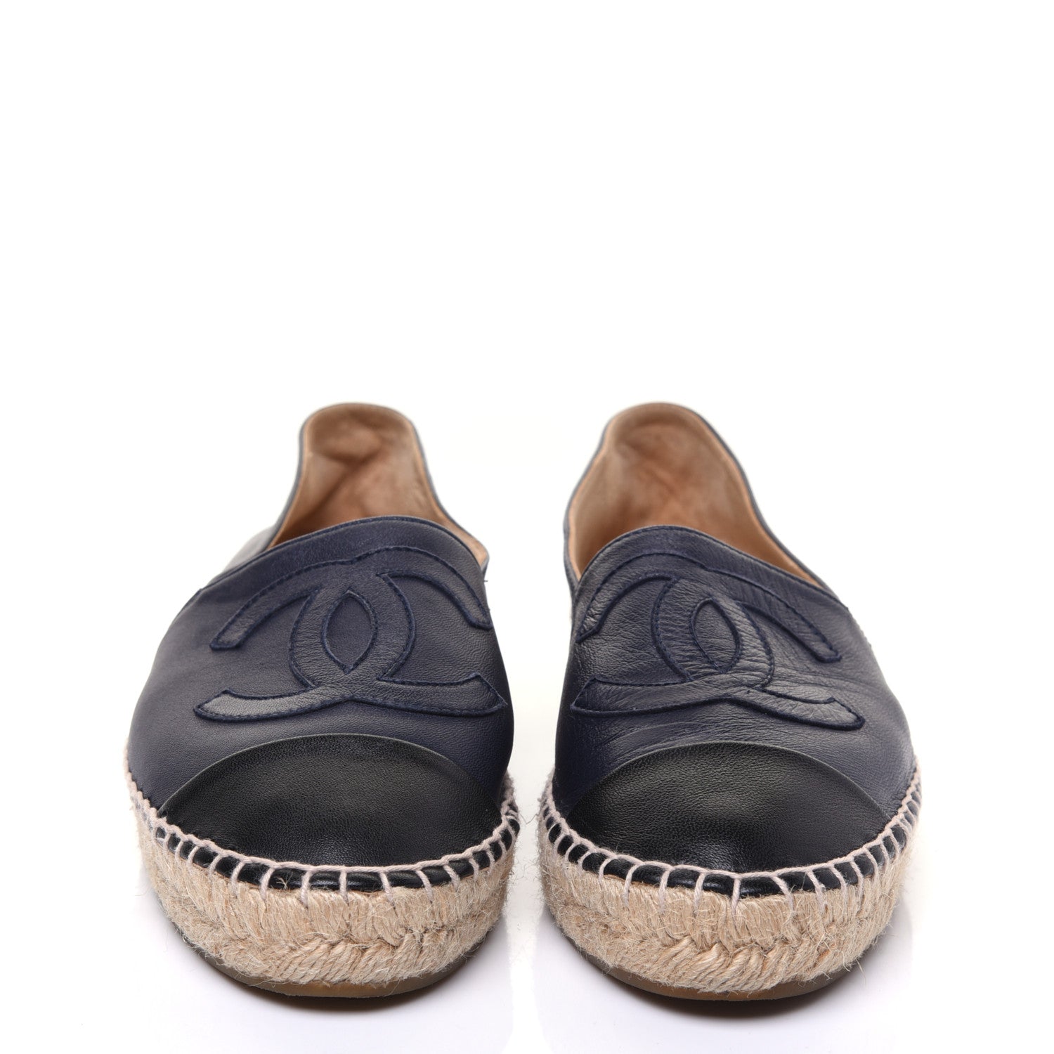 Chanel Lambskin CC Espadrilles 38 Navy Black 2 of 12
