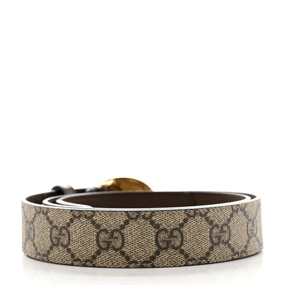 Gucci GG Supreme Monogram Plutone Calfskin Enamel Interlocking G 30mm Belt 85 34 Beige Ebony New Acero 2 of 5