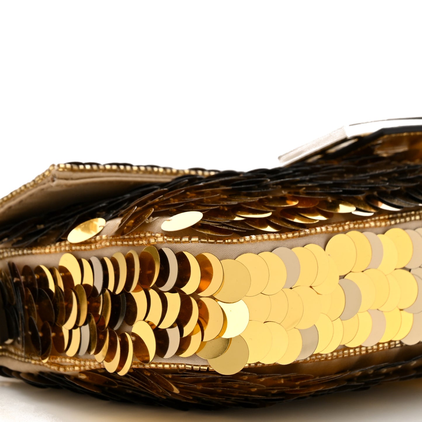 Sequin Paillettes Vitello Laminato Striped Baguette 1997 Oro Sfumato