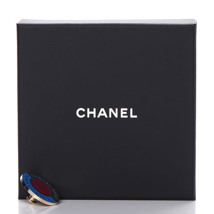 Chanel Enamel Rue Cambon CC Pin Brooch Blue Red Gold 5 of 5