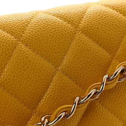 Chanel Caviar Quilted Jumbo Double Flap Yellow 12 of 13