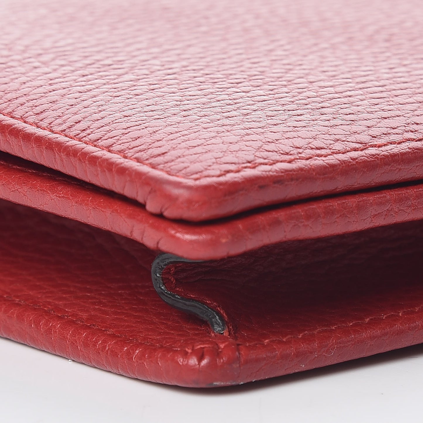 Dollar Calfskin Mini GG Marmont Chain Wallet Hibiscus Red