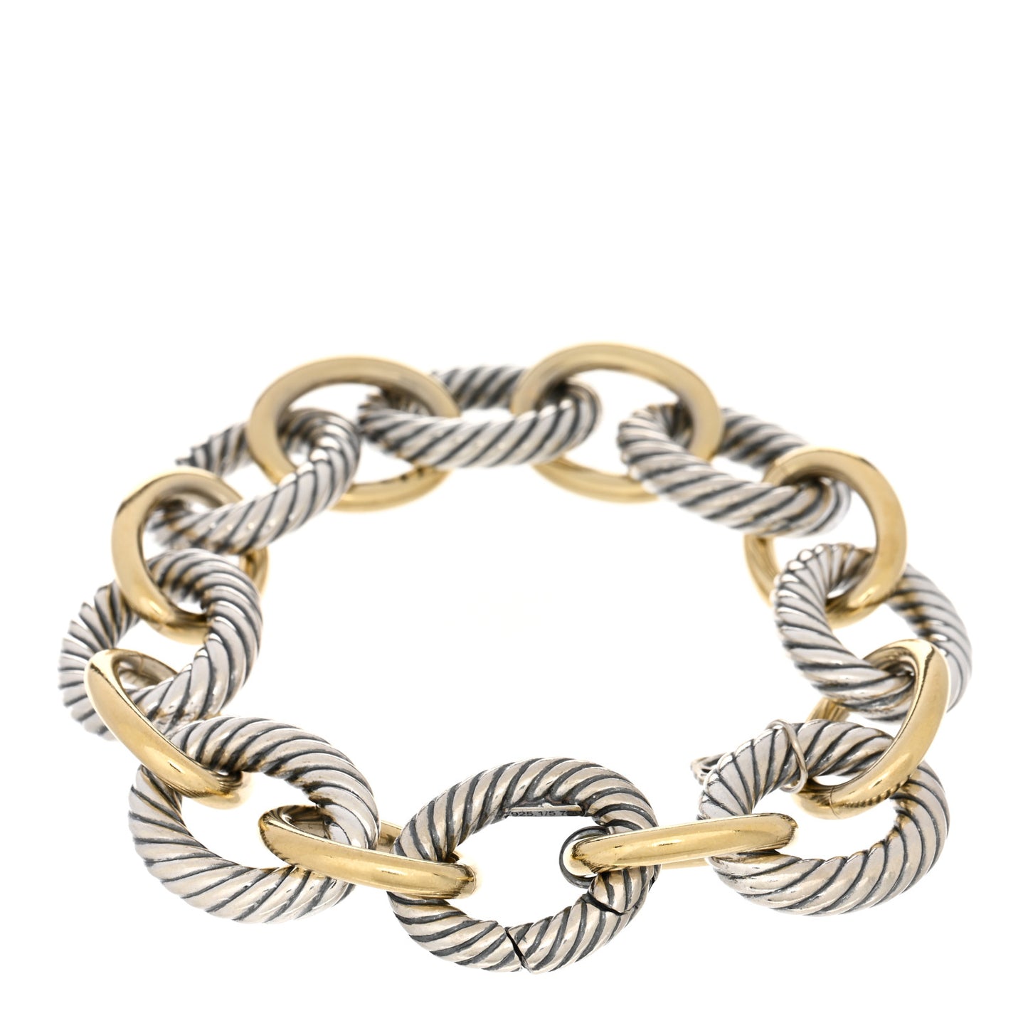 Sterling Silver 18K Yellow Gold 18mm Extra Large Oval Link Bracelet