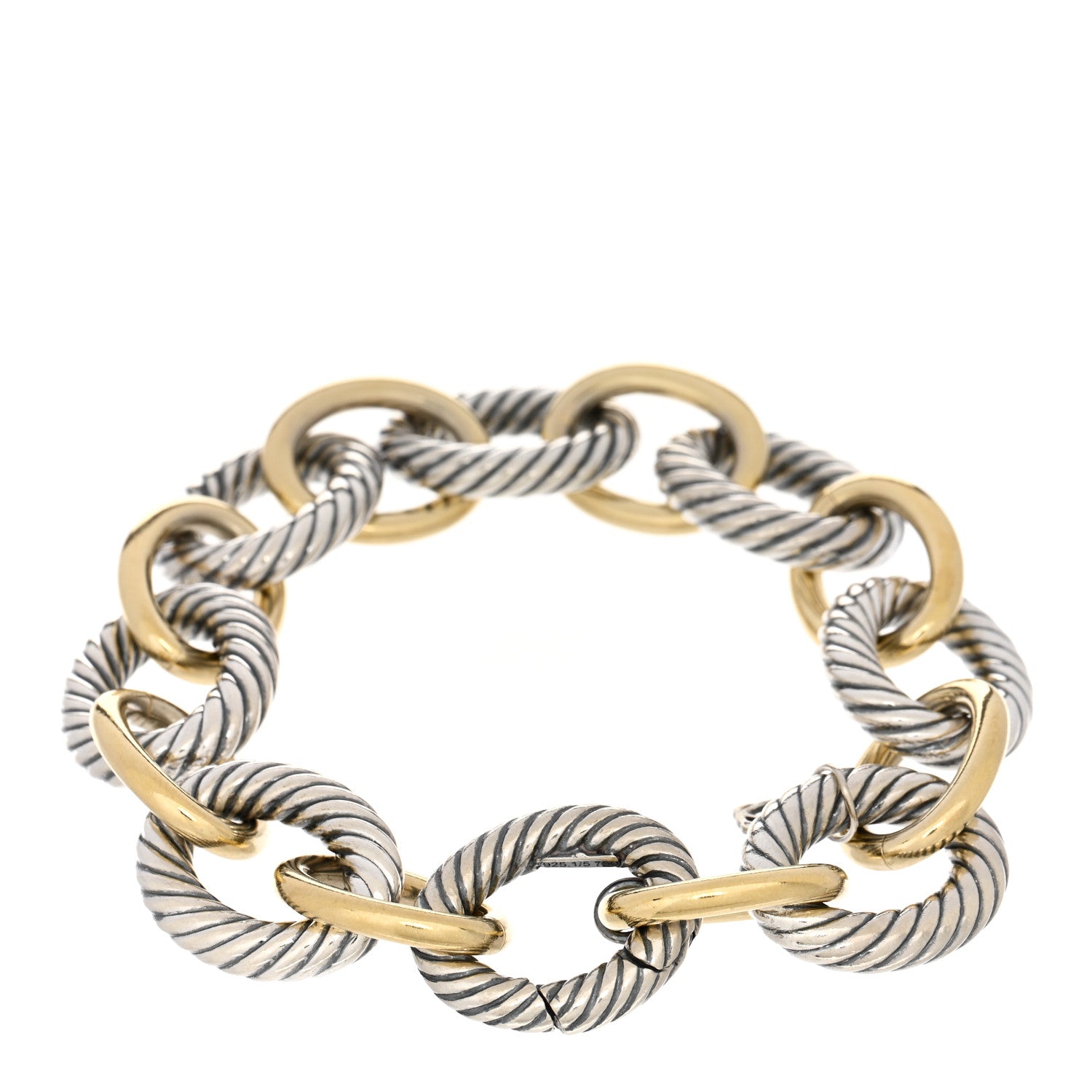David Yurman Sterling Silver 18K Yellow Gold 18mm Extra Large Oval Link Bracelet 2 of 3
