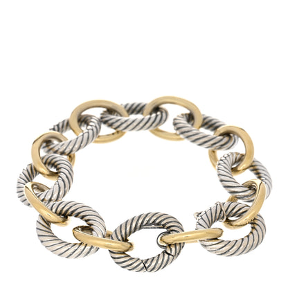 David Yurman Sterling Silver 18K Yellow Gold 18mm Extra Large Oval Link Bracelet 2 of 3