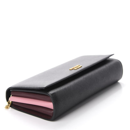 Prada City Calfskin Saffiano Pochette Black Granato 4 of 9