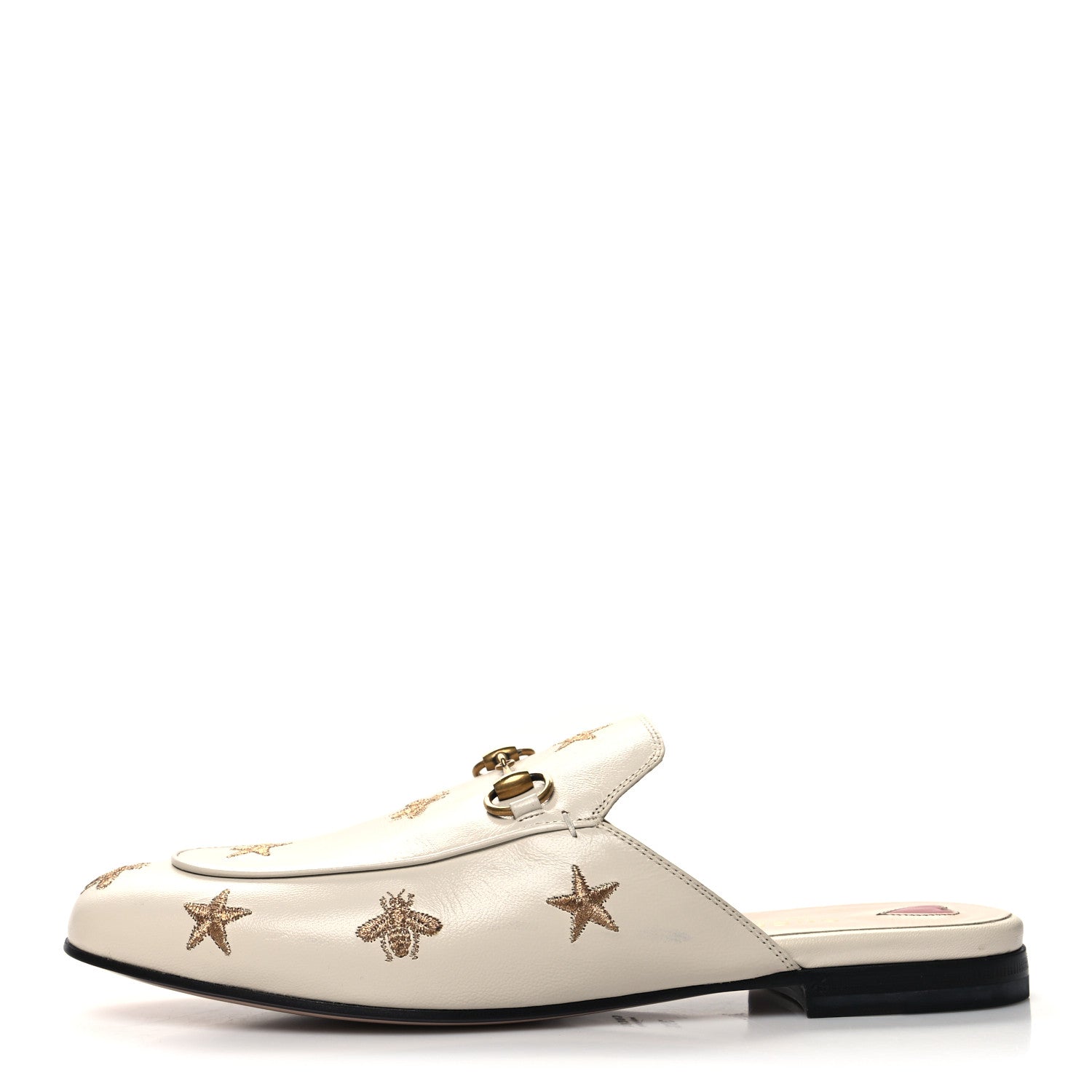 Gucci Goatskin Bee Star Embroidered Womens Princetown Slippers 39.5 Mystic White 1 of 9