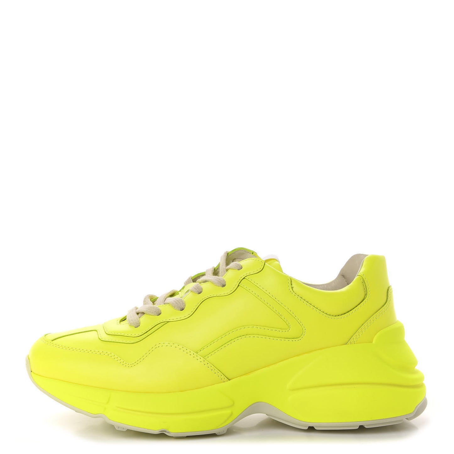 Calfskin Womens Rhyton Sneakers 38.5 Fluo Yellow