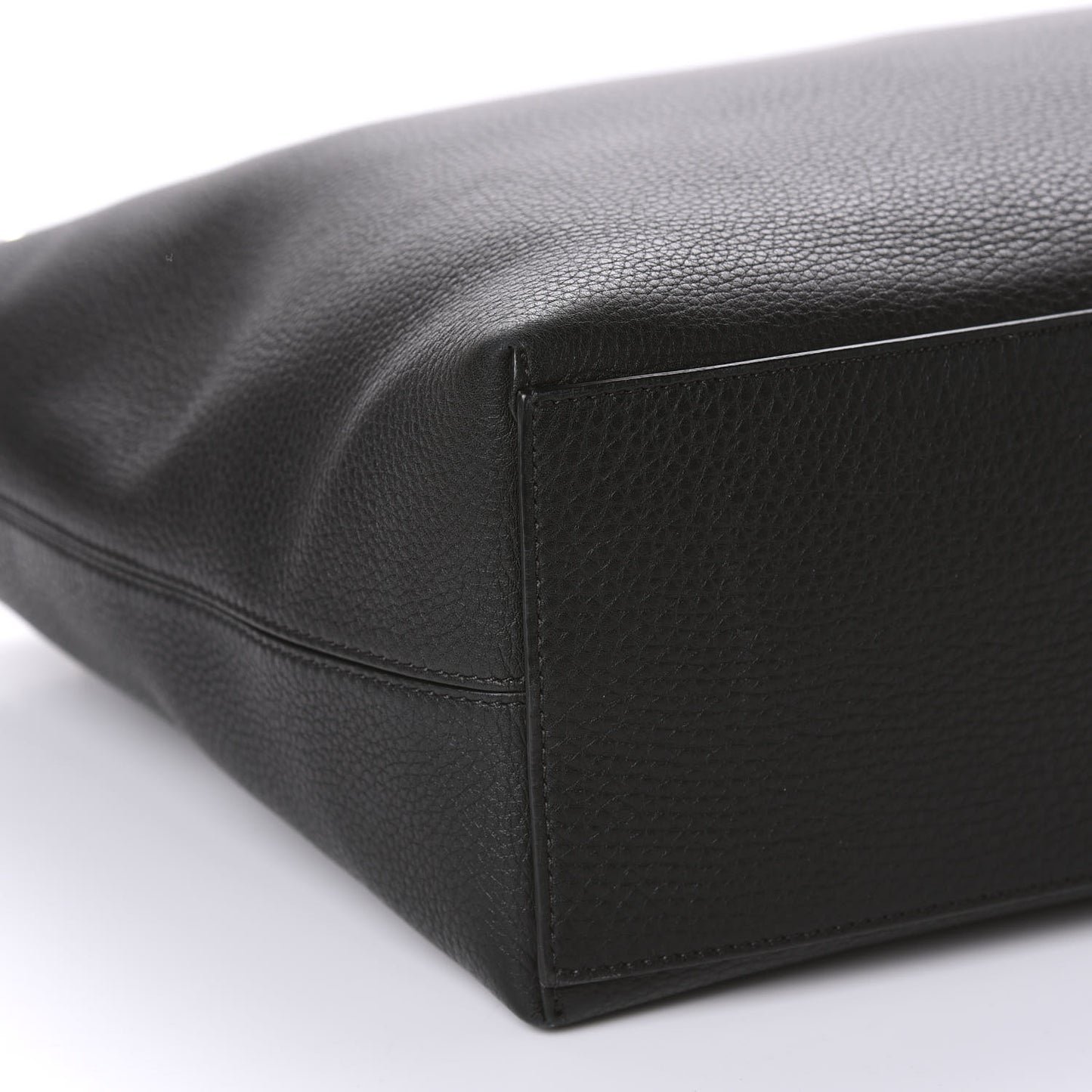 Grained Calfskin Rockstud Shoulder Tote Black