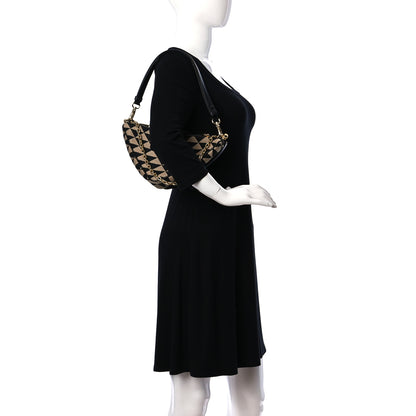 Prada Jacquard Calfskin Triangolo Symbole Embroidered Mini Triangle Double Bag Black Corda 2 of 10