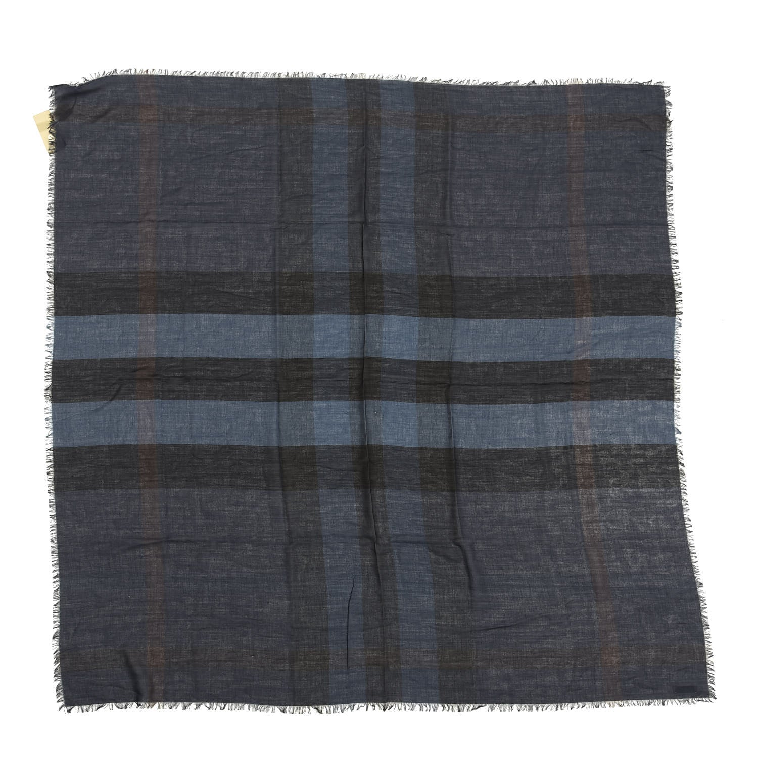 Burberry Silk Modal Wool Check Lightweight Scarf Blue 1 of 5