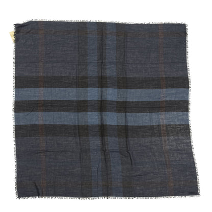 Burberry Silk Modal Wool Check Lightweight Scarf Blue 1 of 5