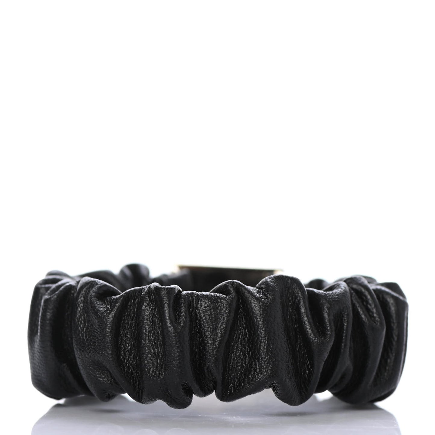 Lambskin Metal Enamel CC Hair Tie Black Gold