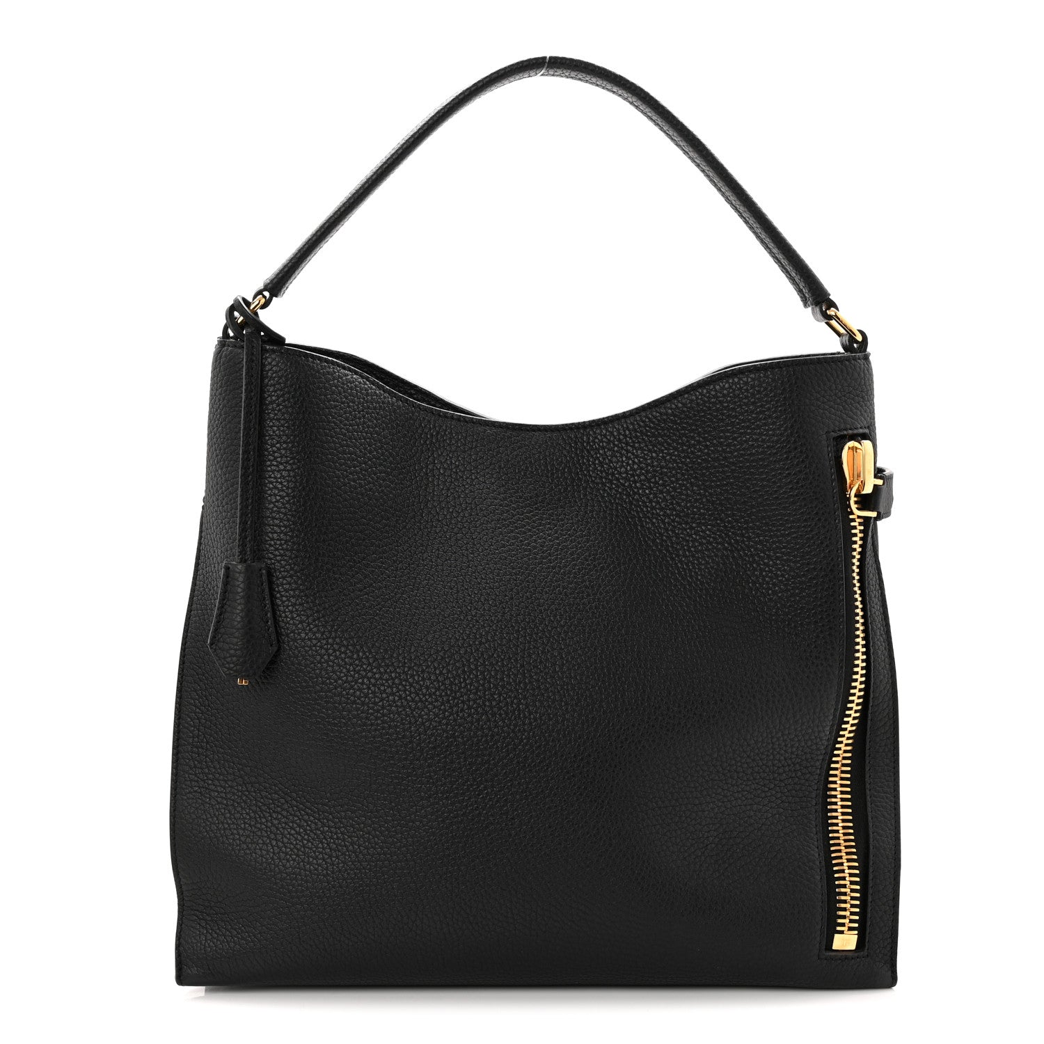 Tom Ford Pebbled Calfskin Small Alix Padlock Zip Hobo Bag Black 1 of 11