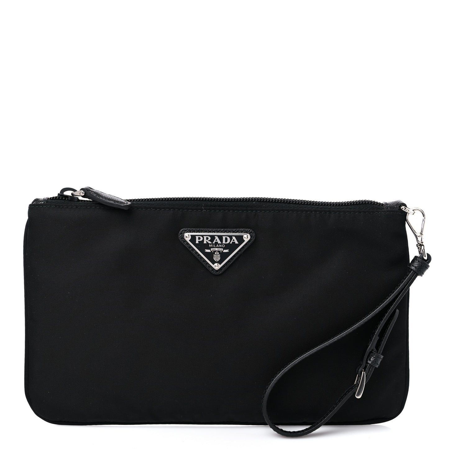 Re-Nylon Saffiano Pouch Wristlet Black