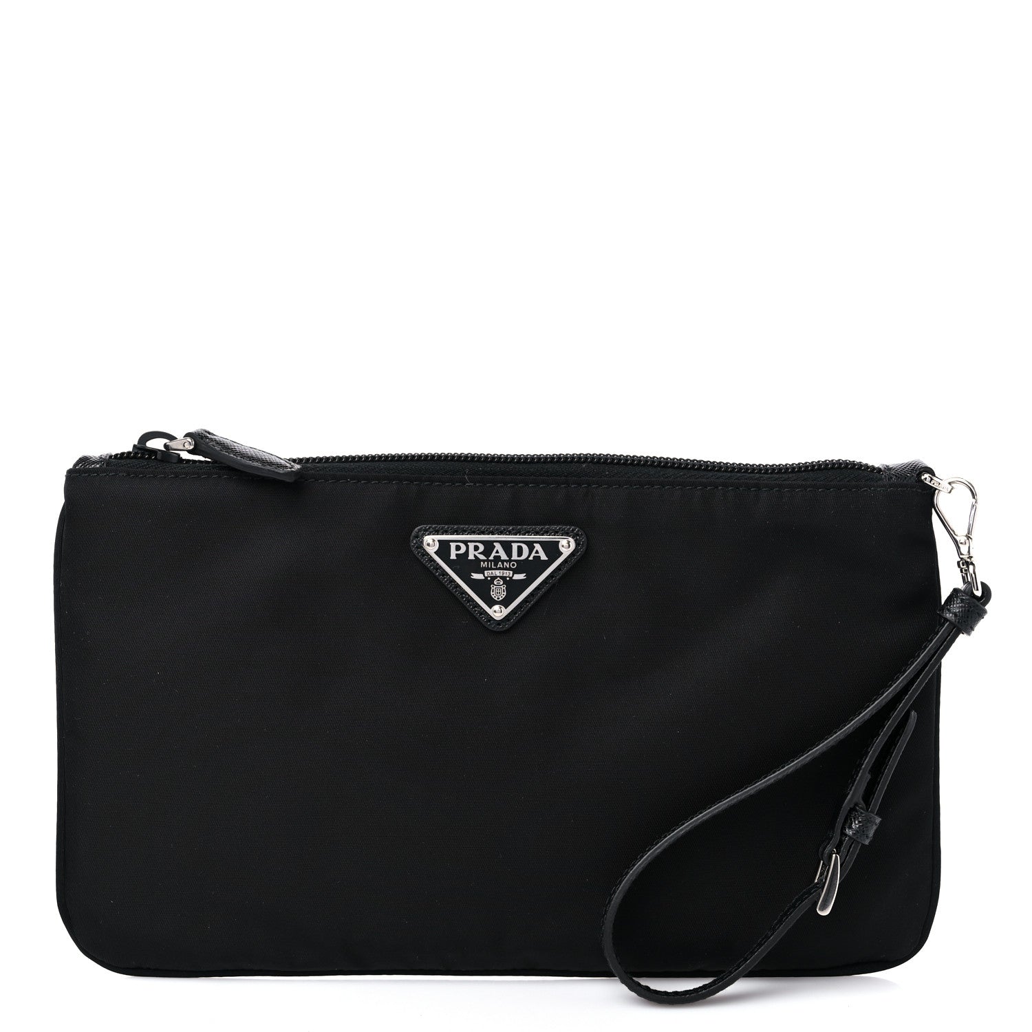 Prada Re-Nylon Saffiano Pouch Wristlet Black 1 of 8