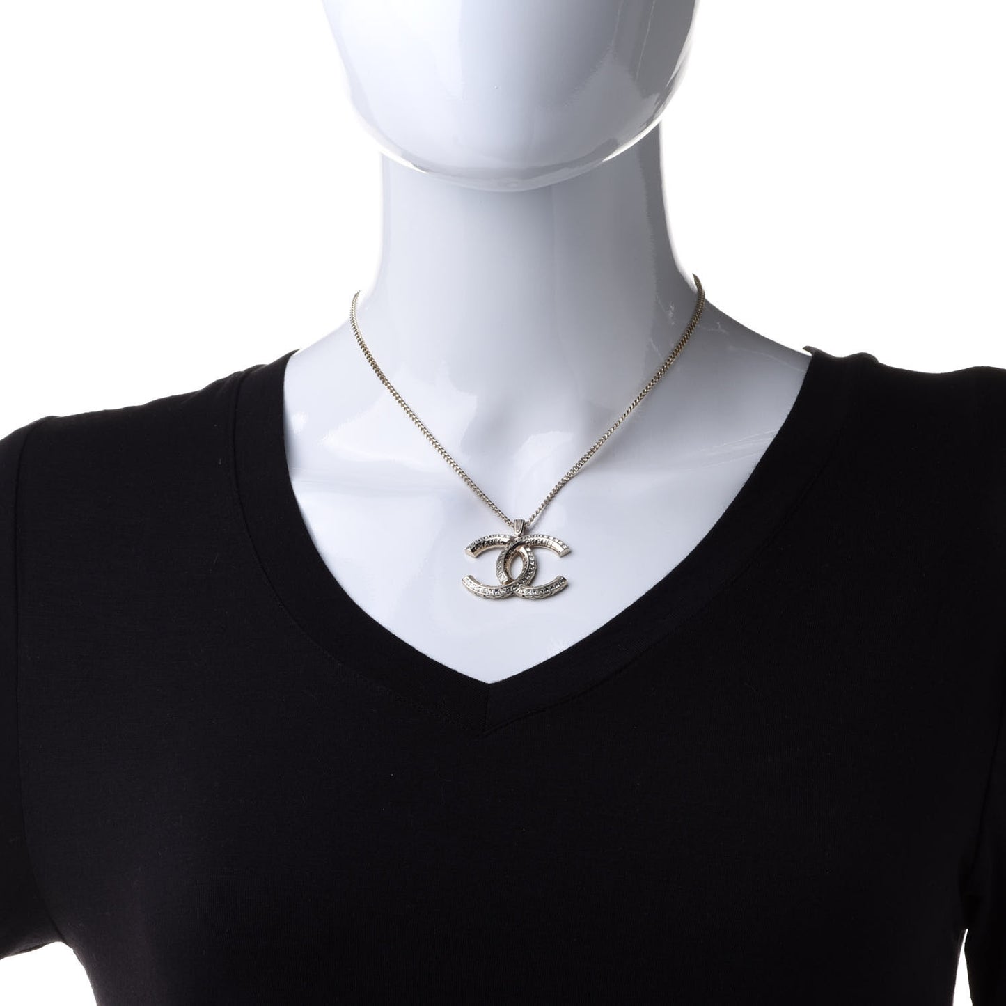 Crystal CC Pendant Necklace Gold