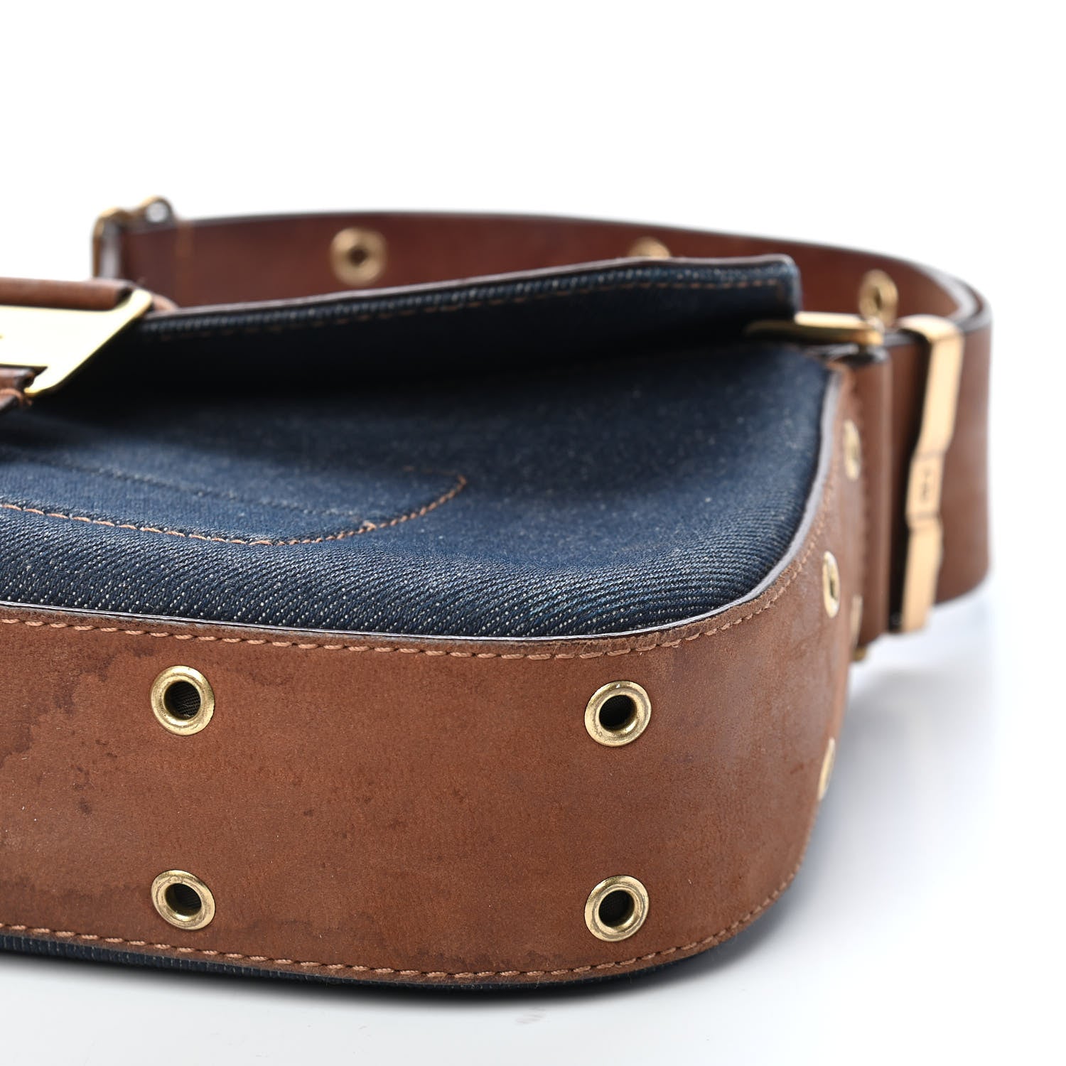 Christian Dior Denim Street Chic Shoulder Bag Blue Brown 9 of 11