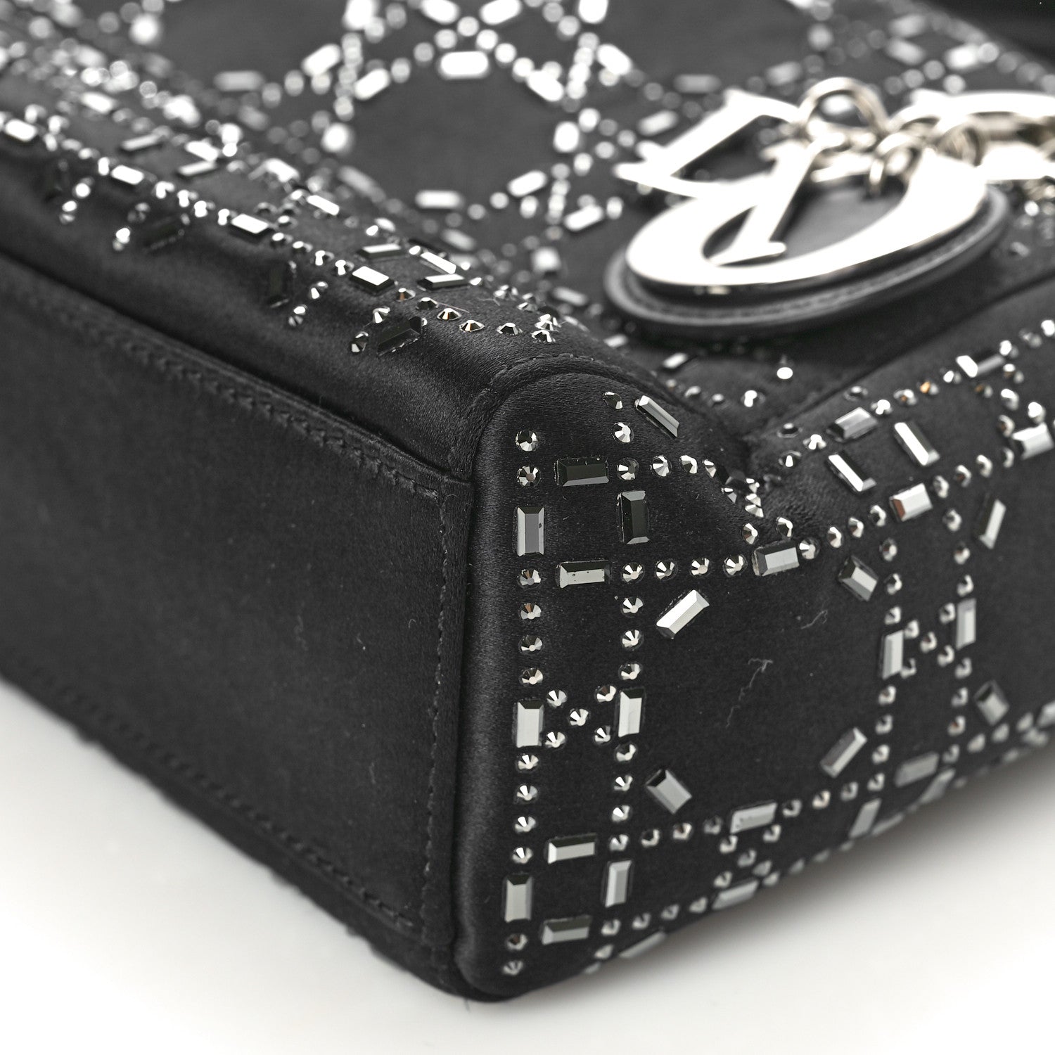 Christian Dior Satin Crystal Cannage Mini Lady Dior Black 10 of 10