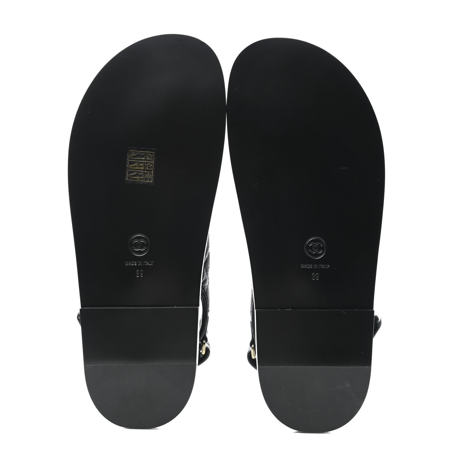 Chanel Grained Calfskin Velcro Dad Sandals 39 Black 5 of 9