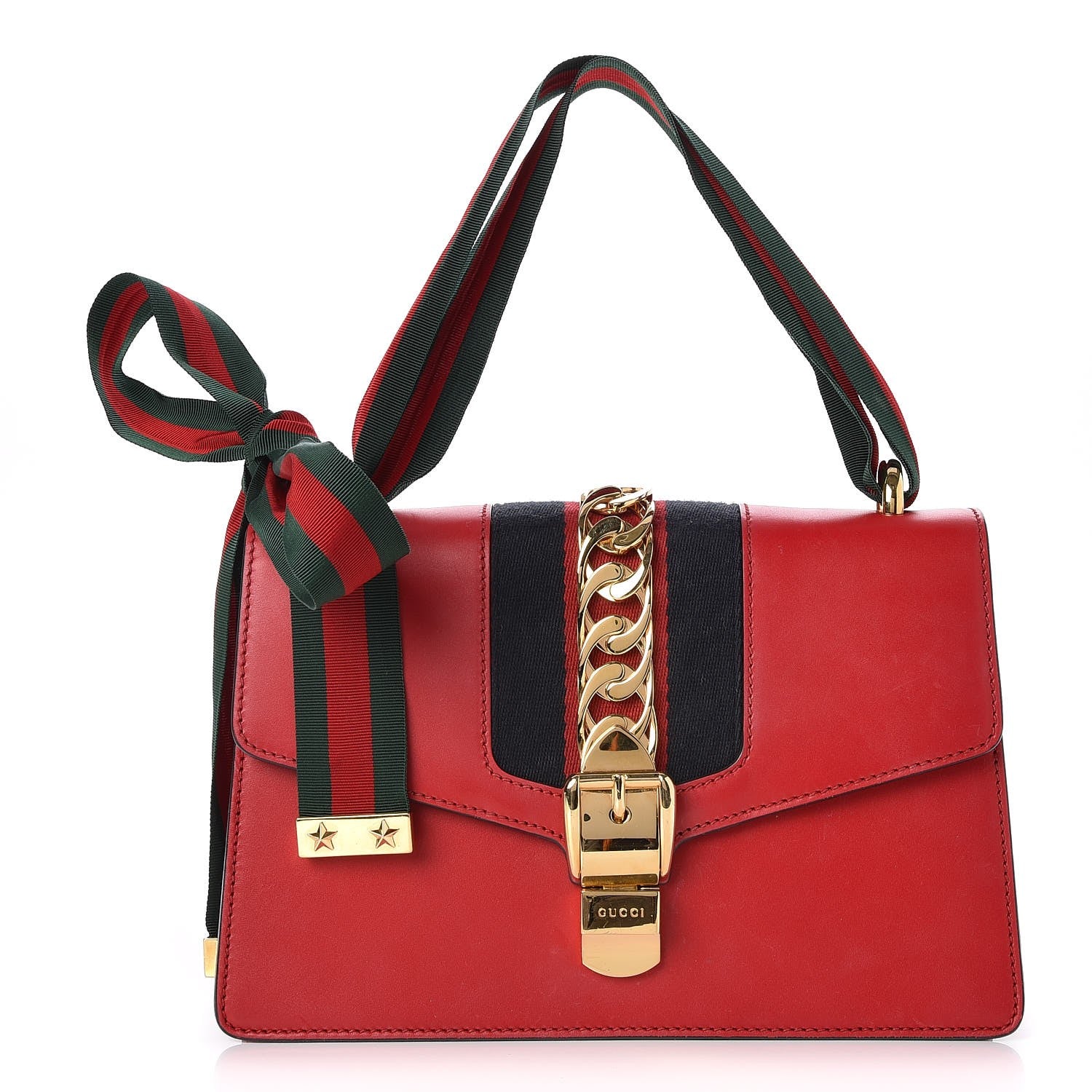 Gucci Calfskin Small Sylvie Shoulder Bag Hibiscus Red 1 of 8