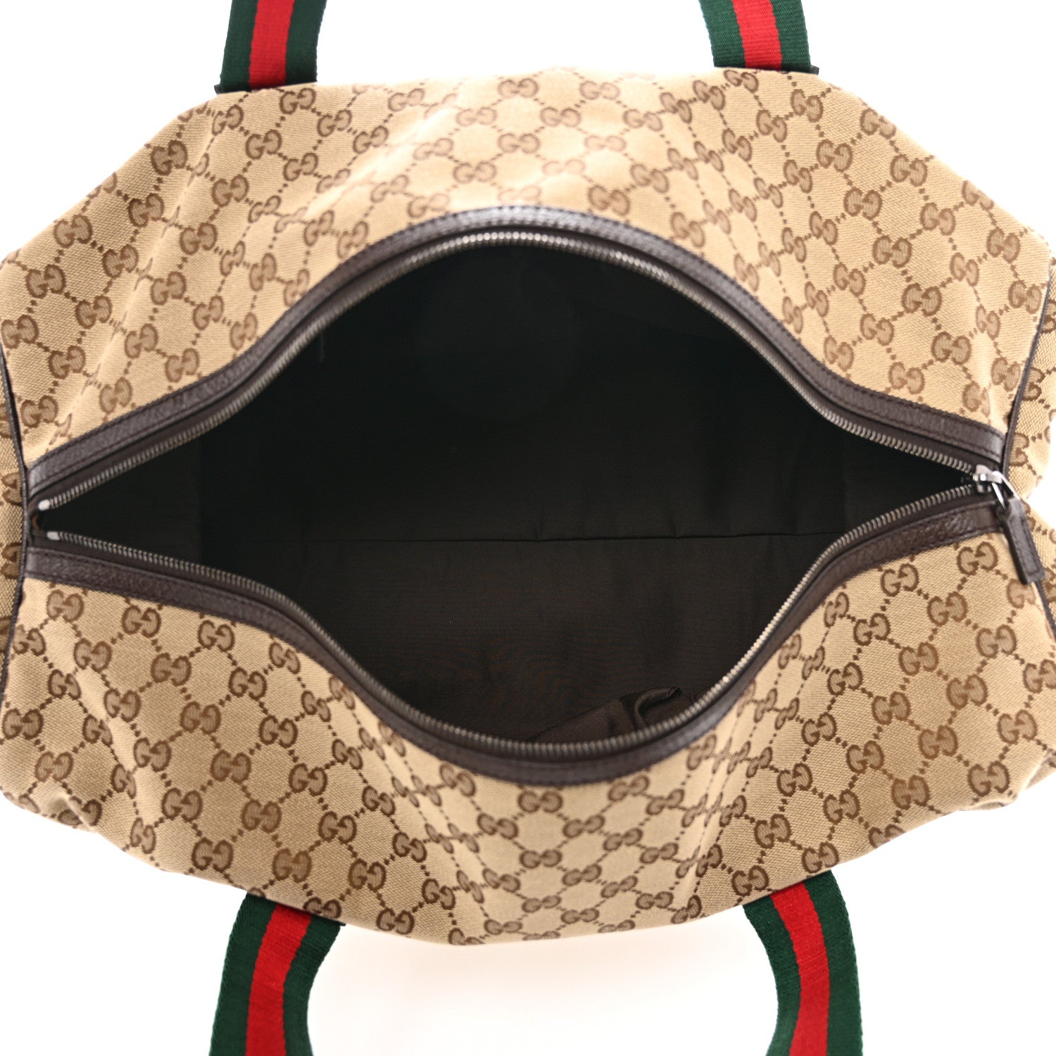 Gucci GG Monogram Web Large Collapsible Carry On Duffle Beige Brown 4 of 9