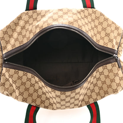 Gucci GG Monogram Web Large Collapsible Carry On Duffle Beige Brown 4 of 9