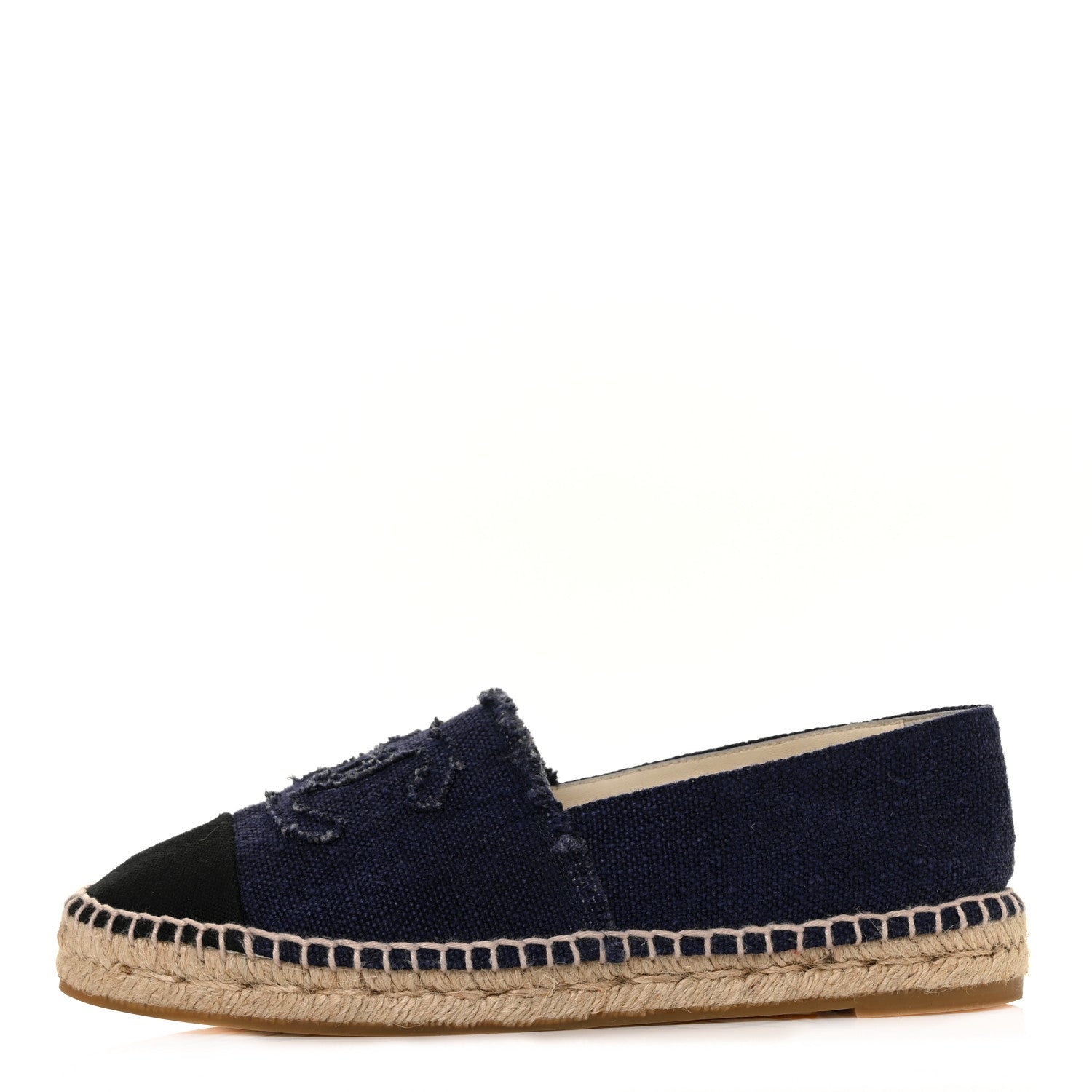 Chanel Denim Toile CC Espadrilles 38 Navy Black 1 of 9