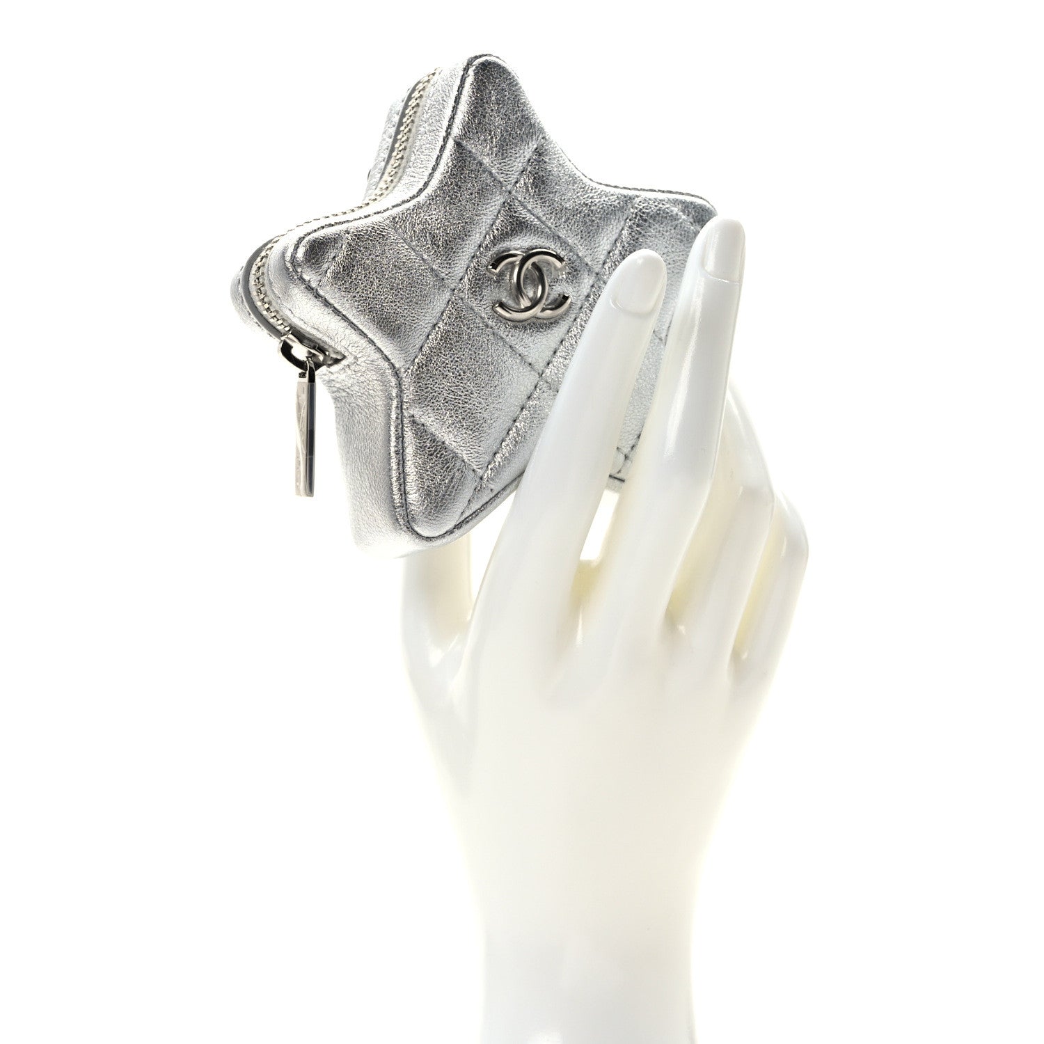 Chanel Metallic Lambskin Walk Of Fame Star Clip On Coin Purse Silver 2 of 8
