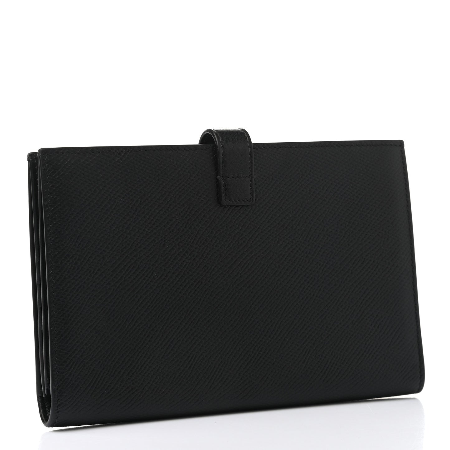 Grained Calfskin Large Multifunction Strap Wallet Black