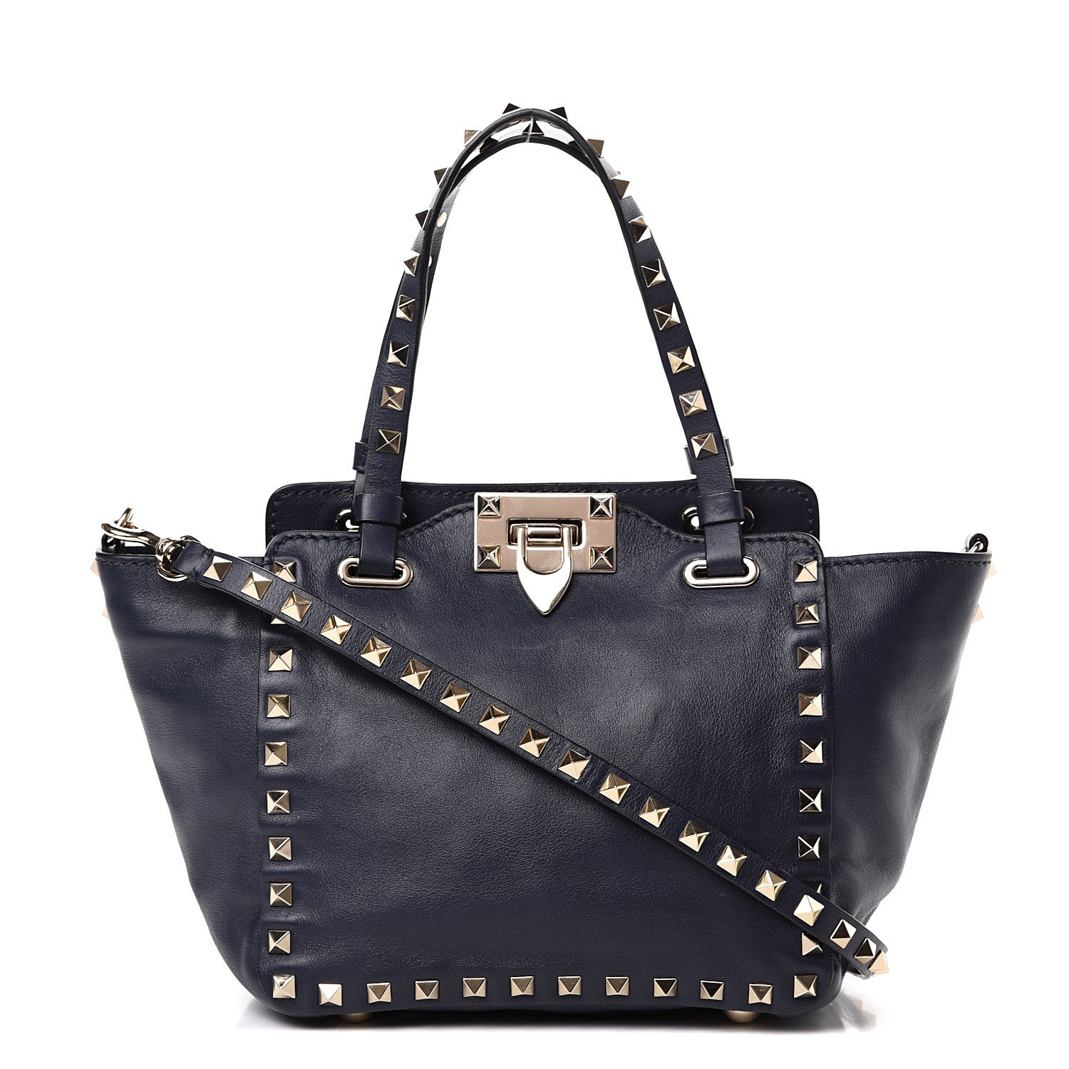 Valentino Garavani Vitello Mini Rockstud Tote Marine 1 of 14