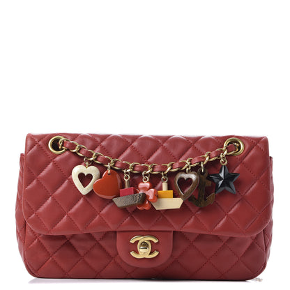 Chanel Lambskin Quilted Valentine Charms Medium Flap Red 2 of 18