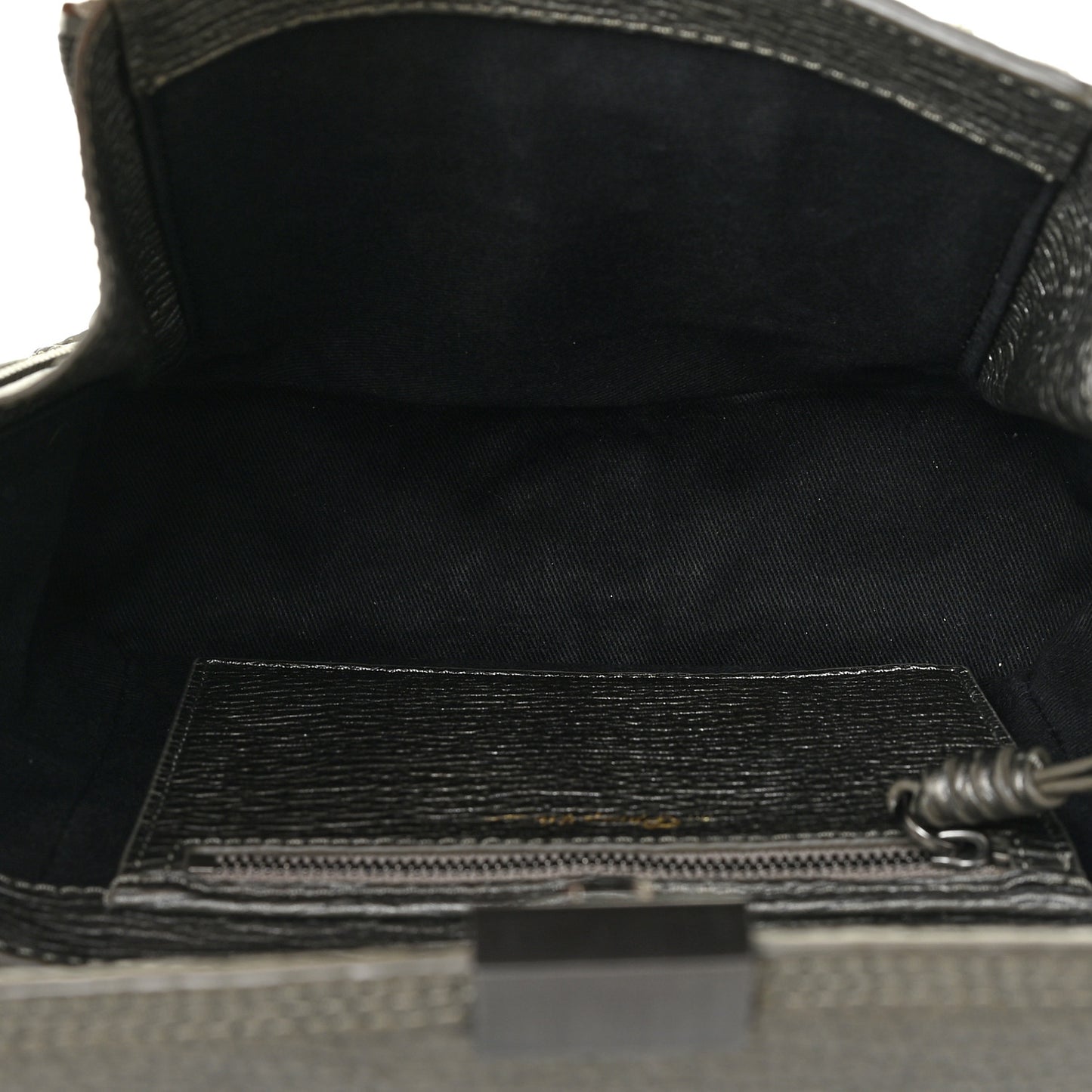 Metallic Textured Calfskin Mini Pashli Satchel Silver