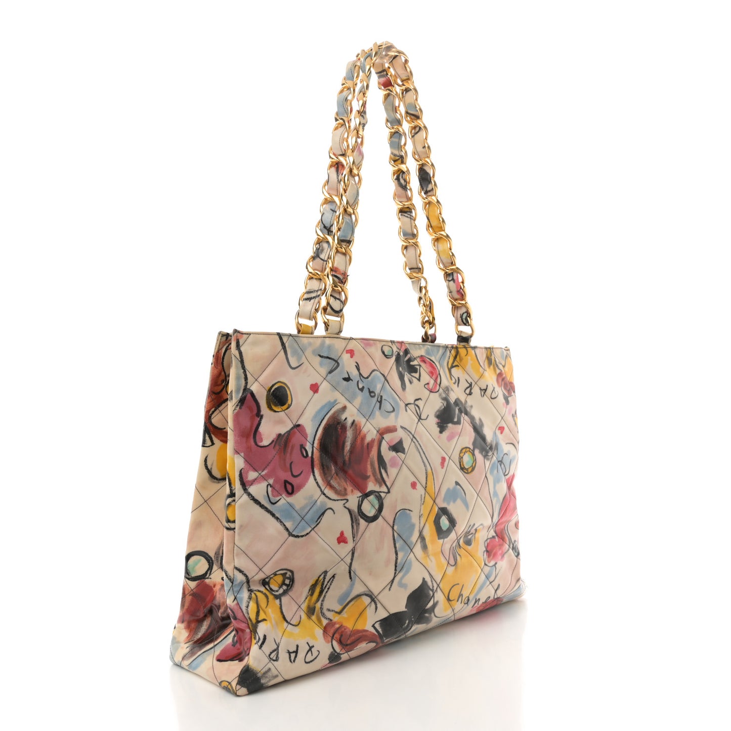 Coated Canvas XL Graffiti Tote Beige