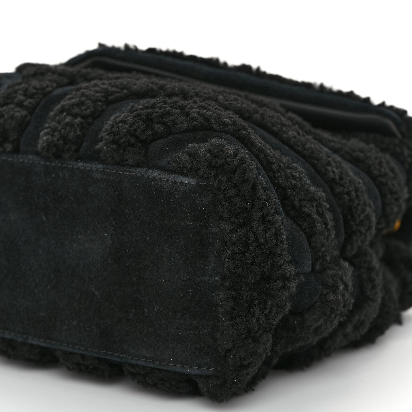 Suede Shearling Y Quilted Monogram Small Loulou Chain Satchel Black