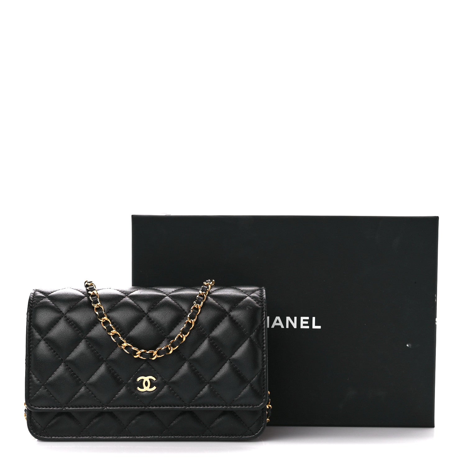 Chanel Lambskin Quilted Wallet On Chain WOC Black 12 of 12
